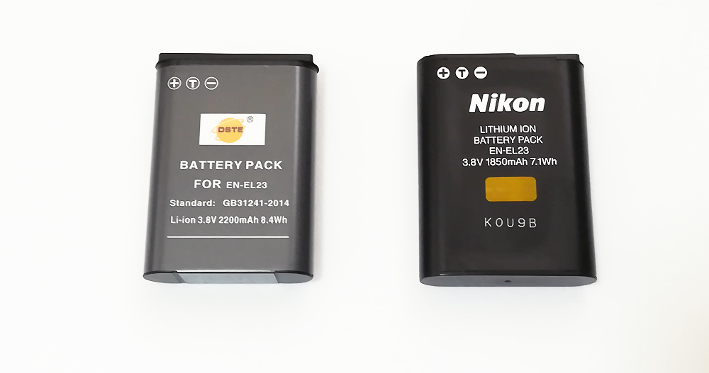 Nikon 「EN-EL23」の互換バッテリー　純正品との比較